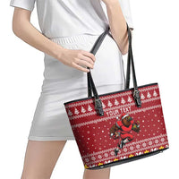 Personalized Radnorshire Wales Christmas Leather Tote Bag Red-Tailed Hawk Rugby - Wonder Print Shop