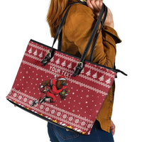 Personalized Radnorshire Wales Christmas Leather Tote Bag Red-Tailed Hawk Rugby - Wonder Print Shop
