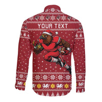 Personalized Radnorshire Wales Christmas Long Sleeve Button Shirt Red-Tailed Hawk Rugby - Wonder Print Shop