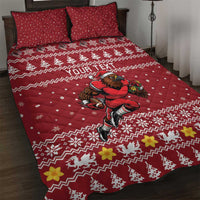Personalized Radnorshire Wales Christmas Quilt Bed Set Red-Tailed Hawk Rugby - Wonder Print Shop