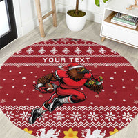 Personalized Radnorshire Wales Christmas Round Carpet Red-Tailed Hawk Rugby - Wonder Print Shop