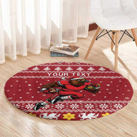 Personalized Radnorshire Wales Christmas Round Carpet Red-Tailed Hawk Rugby - Wonder Print Shop
