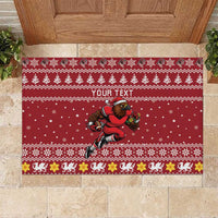 Personalized Radnorshire Wales Christmas Rubber Doormat Red-Tailed Hawk Rugby - Wonder Print Shop