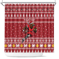 Personalized Radnorshire Wales Christmas Shower Curtain Red-Tailed Hawk Rugby - Wonder Print Shop