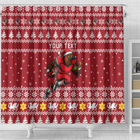 Personalized Radnorshire Wales Christmas Shower Curtain Red-Tailed Hawk Rugby - Wonder Print Shop