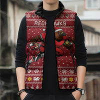 Personalized Radnorshire Wales Christmas Sleeveless Puffer Jacket Red-Tailed Hawk Rugby - Wonder Print Shop