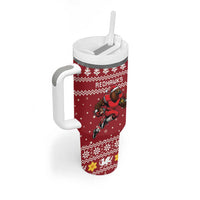 Personalized Radnorshire Wales Christmas Tumbler With Handle Red-Tailed Hawk Rugby - Wonder Print Shop