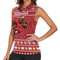 Personalized Radnorshire Wales Christmas Women Sleeveless Polo Shirt Red-Tailed Hawk Rugby - Wonder Print Shop