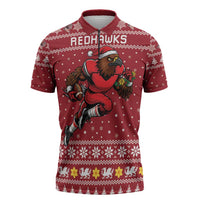 Personalized Radnorshire Wales Christmas Zipper Polo Shirt Red-Tailed Hawk Rugby - Wonder Print Shop