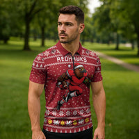 Personalized Radnorshire Wales Christmas Zipper Polo Shirt Red-Tailed Hawk Rugby - Wonder Print Shop