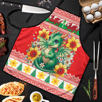 Wales Christmas Apron Cute Green Welsh Dragon and Daffodils - Wonder Print Shop