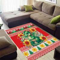Wales Christmas Area Rug Cute Green Welsh Dragon and Daffodils - Wonder Print Shop