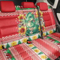Wales Christmas Back Car Seat Cover Cute Green Welsh Dragon and Daffodils - Wonder Print Shop
