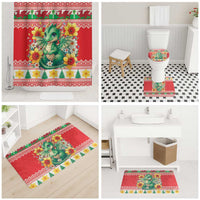 Wales Christmas Bathroom Set Cute Green Welsh Dragon and Daffodils - Wonder Print Shop