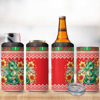 Wales Christmas 4 in 1 Can Cooler Tumbler Cute Green Welsh Dragon and Daffodils - Wonder Print Shop