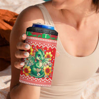 Wales Christmas 4 in 1 Can Cooler Tumbler Cute Green Welsh Dragon and Daffodils - Wonder Print Shop