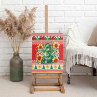Wales Christmas Canvas Wall Art Cute Green Welsh Dragon and Daffodils - Wonder Print Shop