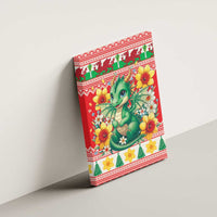 Wales Christmas Canvas Wall Art Cute Green Welsh Dragon and Daffodils - Wonder Print Shop