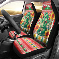Wales Christmas Car Seat Cover Cute Green Welsh Dragon and Daffodils - Wonder Print Shop