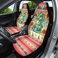 Wales Christmas Car Seat Cover Cute Green Welsh Dragon and Daffodils - Wonder Print Shop