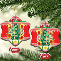 Wales Christmas Ceramic Ornament Cute Green Welsh Dragon and Daffodils - Wonder Print Shop
