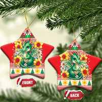 Wales Christmas Ceramic Ornament Cute Green Welsh Dragon and Daffodils - Wonder Print Shop