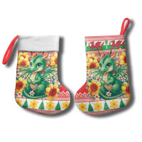 Wales Christmas Stocking Cute Green Welsh Dragon and Daffodils - Wonder Print Shop