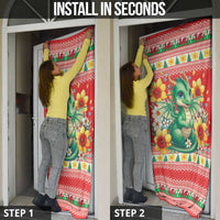 Wales Christmas Door Cover Cute Green Welsh Dragon and Daffodils - Wonder Print Shop