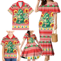 Wales Christmas Family Matching Mermaid Dress and Hawaiian Shirt Cute Green Welsh Dragon and Daffodils - Wonder Print Shop