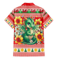 Wales Christmas Family Matching Mermaid Dress and Hawaiian Shirt Cute Green Welsh Dragon and Daffodils - Wonder Print Shop