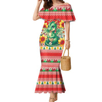 Wales Christmas Family Matching Mermaid Dress and Hawaiian Shirt Cute Green Welsh Dragon and Daffodils - Wonder Print Shop