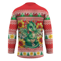 Wales Christmas Hockey Jersey Cute Green Welsh Dragon and Daffodils - Wonder Print Shop
