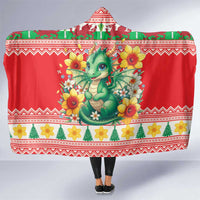 Wales Christmas Hooded Blanket Cute Green Welsh Dragon and Daffodils - Wonder Print Shop
