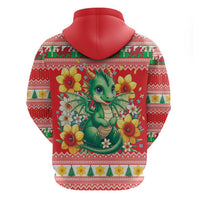 Wales Christmas Hoodie Cute Green Welsh Dragon and Daffodils - Wonder Print Shop