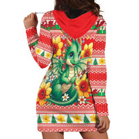 Wales Christmas Hoodie Dress Cute Green Welsh Dragon and Daffodils - Wonder Print Shop