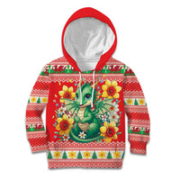 Wales Christmas Kid Hoodie Cute Green Welsh Dragon and Daffodils - Wonder Print Shop