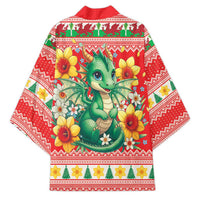 Wales Christmas Kimono Cute Green Welsh Dragon and Daffodils - Wonder Print Shop
