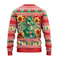 Wales Christmas Ugly Christmas Sweater Cute Green Welsh Dragon and Daffodils - Wonder Print Shop