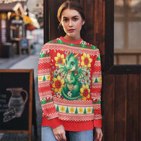 Wales Christmas Ugly Christmas Sweater Cute Green Welsh Dragon and Daffodils - Wonder Print Shop