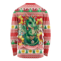 Wales Christmas Long Sleeve Shirt Cute Green Welsh Dragon and Daffodils - Wonder Print Shop