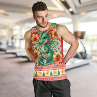 Wales Christmas Men Tank Top Cute Green Welsh Dragon and Daffodils - Wonder Print Shop