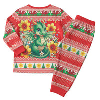 Wales Christmas Pajama Set Cute Green Welsh Dragon and Daffodils - Wonder Print Shop