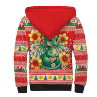 Wales Christmas Sherpa Hoodie Cute Green Welsh Dragon and Daffodils - Wonder Print Shop