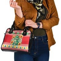 Wales Christmas Shoulder Handbag Cute Green Welsh Dragon and Daffodils - Wonder Print Shop