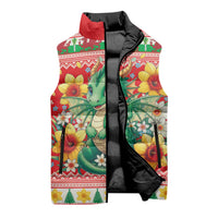Wales Christmas Sleeveless Puffer Jacket Cute Green Welsh Dragon and Daffodils - Wonder Print Shop