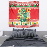 Wales Christmas Tapestry Cute Green Welsh Dragon and Daffodils - Wonder Print Shop