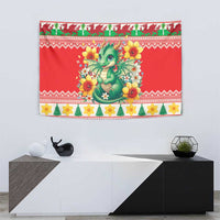 Wales Christmas Tapestry Cute Green Welsh Dragon and Daffodils - Wonder Print Shop