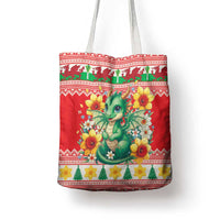 Wales Christmas Tote Bag Cute Green Welsh Dragon and Daffodils - Wonder Print Shop