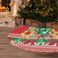Wales Christmas Tree Skirt Cute Green Welsh Dragon and Daffodils - Wonder Print Shop