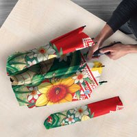 Wales Christmas Umbrella Cute Green Welsh Dragon and Daffodils - Wonder Print Shop